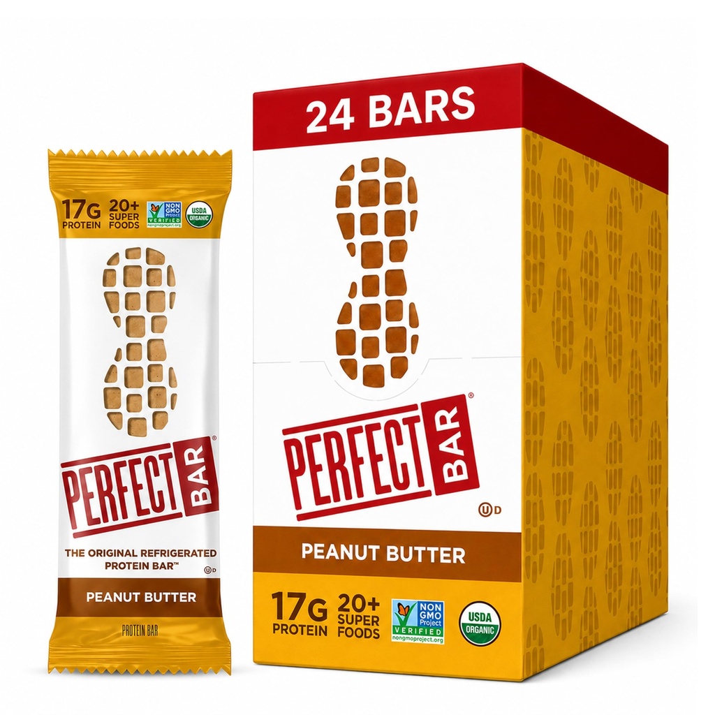 Perfect Bar Original Refrigerated Protein Bar, Peanut Butter, 2.5 Ounce Bar, 8 Count (Pack of 3)