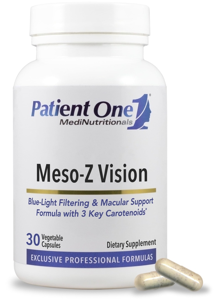 Patient One Meso- Z Vision Note 124; supplement til støtte øje sundhed og blå lys Filtrering * Note 124; med Lutein, Zeaxanthin og Meso- Zeaxanthin