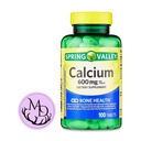 Generisk Spring Valley Calcium 600 mg, Kosttilskud, Bone Health Calcium + Inkluderer Dri Store Sticker (100)