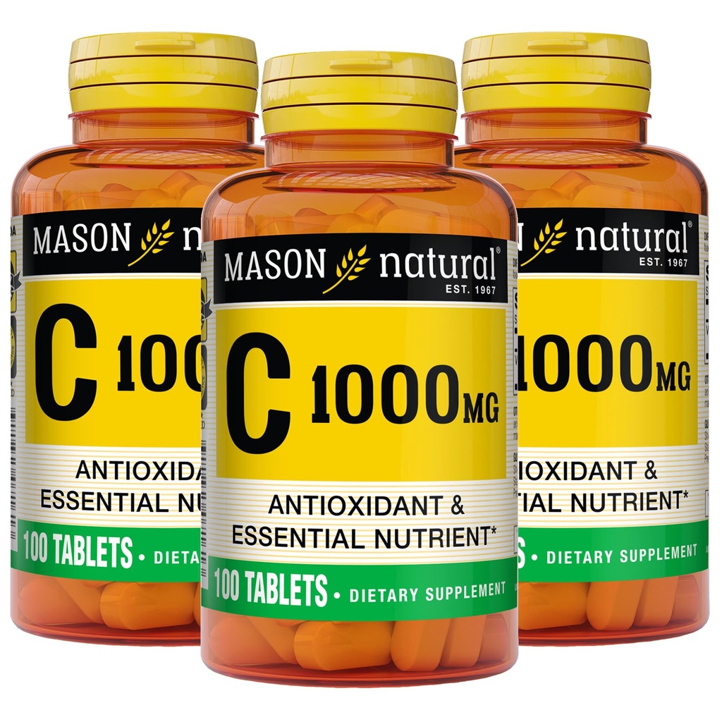 MASON NATURAL C-vitamin 1000 mg, 300 dages forsyning, understøtter sundt immunsystem, antioxidant og essentiel ernæring, 3 Pack