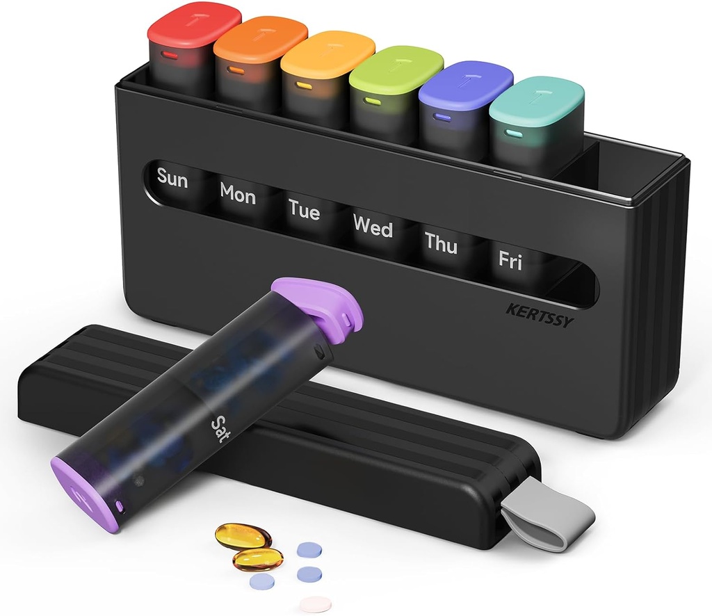 Ugentlig Pille Organizer 2 gange om dagen - Am Pm Pill Box 7 Dag, Stor to gange medicin pill sag for daglig medicin, Vitaminer, Fish Oils, Kosttilskud Bærbar Uge Pill Holder Container, Gennemsigtig Sort