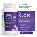 NatureCity True- CoQ10 Ubiquinol 100 mg Højt Absorberet og Stabiliseret Kaneka QH CoQ10 Heart, Brain og Cellular Energy Supplement - (30 Soft Gels) Active CoQ10 som Ubiquinol