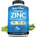 Nutrivene Premium Zink Gluconat 100mg - 120 Kapsler: High- Absorption Zink Gluconat Kosttilskud til Whole- Body Well- Being - Væsentlige elementer for Wellness
