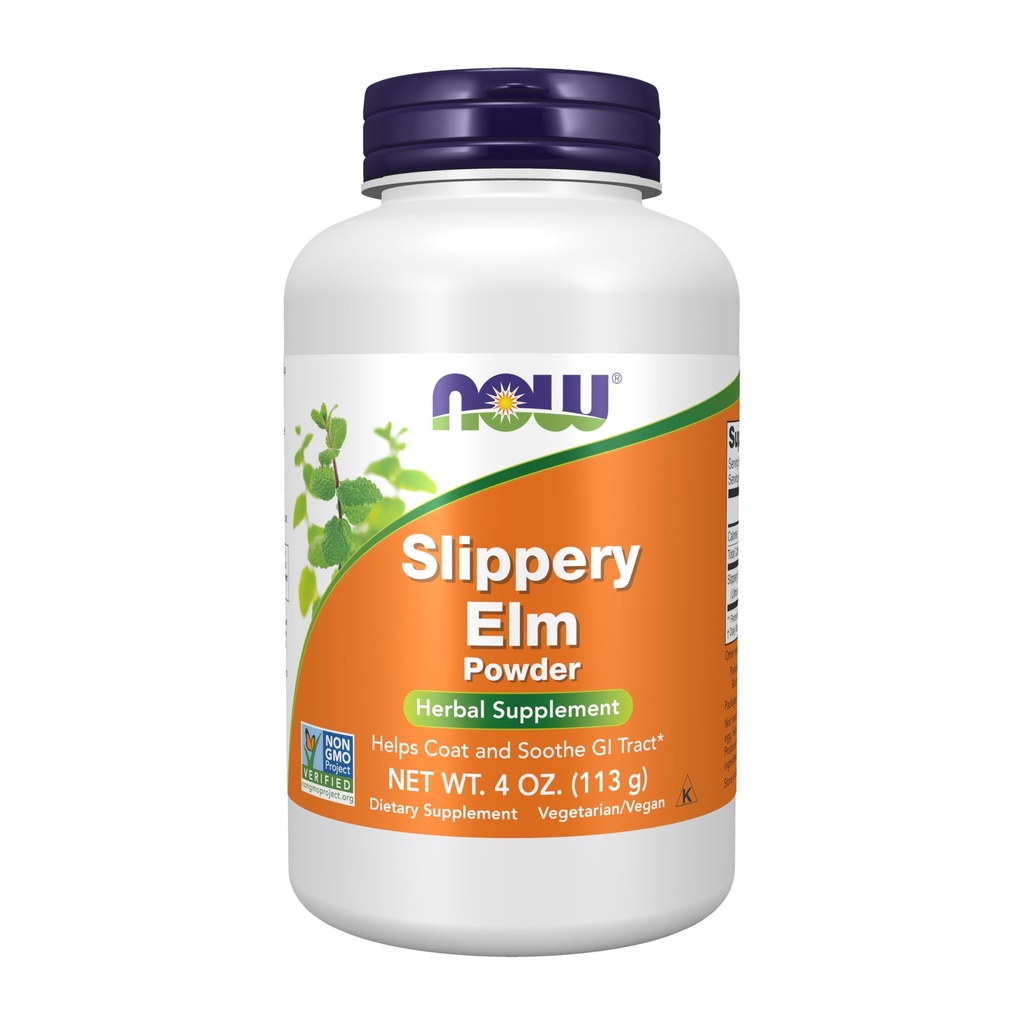 Now Foods Supplements, Slippery Elm Powder (Ulmus rubra), Non- GMO Project Verified, Herbal Supplement, 4 -Ounce