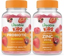 Lifeable Probiotic 2 Billion CFU Kids + Zinc 25mg Kids, Gummies Bundle - Great Tasting, Vitamin Supplement, Gluten Free, GMO Free, Chewable Gummy