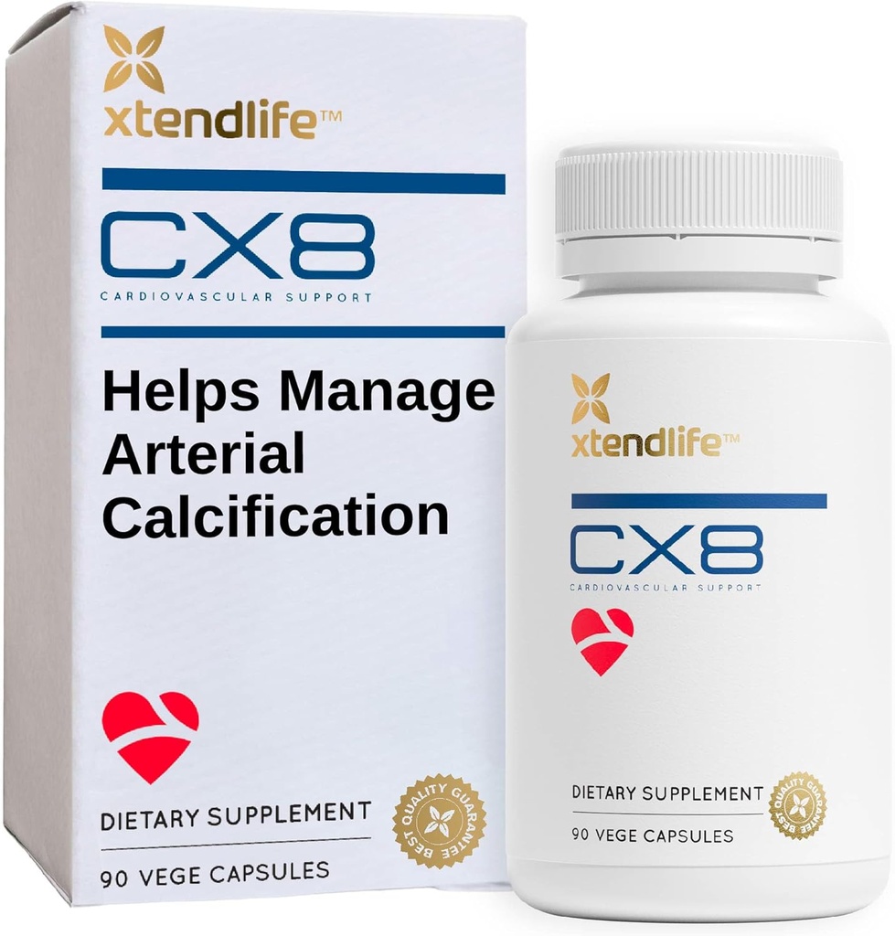 Xtenenlife CX8 Heart Health supplement til cardiovaskulær support, cirkulation, og Arterial Health - med vitamin K2 MK7, D3, Tocotrienols, og Sea Buckthorn-30 Day Supply