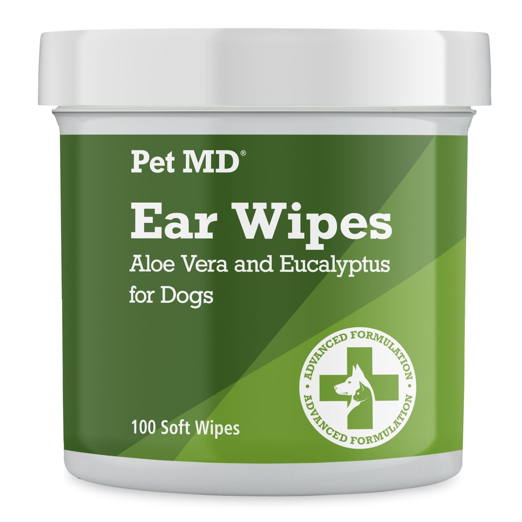 Pet MD - Hundeøre renere servietter - Otic Cleanser for hunde at stoppe Øre kløende, og infektioner med Aloe og Eucalyptus - 100 Greve