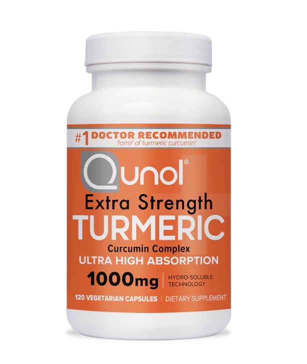 Qunol Extra Strength Turmeric Dietary Supplement, Supports Healthy Inflammation Response, 1000mg, 120 Vegetarian Capsules