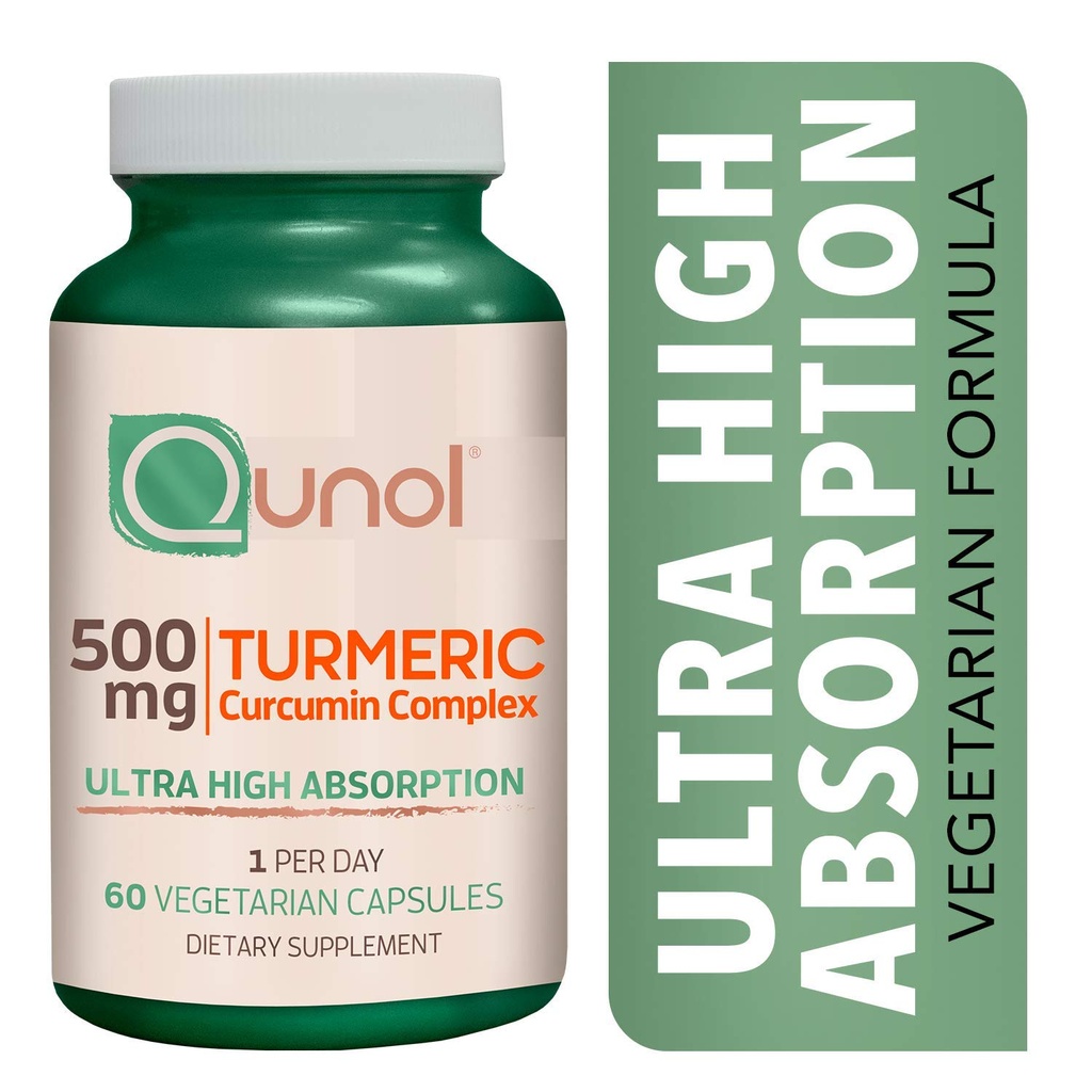 Turmeric Curcumin 500mg Vegetarian Capsules, Qunol Ultra High Absorption, Supports Healthy Inflammation Response, Joint Support, Dietary Supplement, Extra Strength Formula (60 Count)
