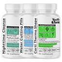 Youth & Tonic Discipline for Mindful Eating, Rense, Detox & Energy Support - Vand Vægt, Gut Cleanse & CortiThermo Shape for Metabolisme, Tab af kropsvæsker, Break The Plateau, 90 Piller