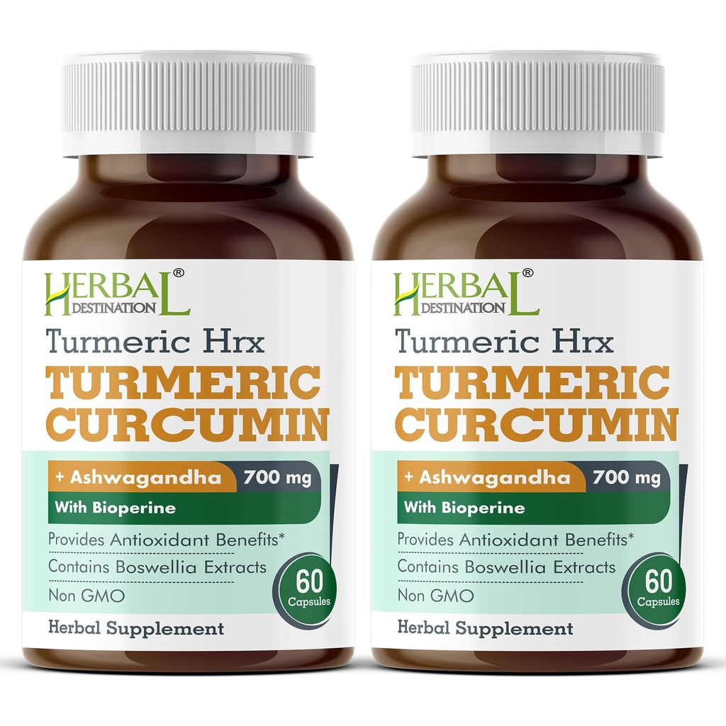 Turmeric Supplement Hrx- Immune Supplement, Metabolism Booster Joint Support Supplement with Turmeric Curcumin, Boswellia, Curcuma & Black Pepper Extract - 60 Capsules (Pack of 2)