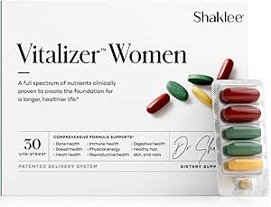 Shaklee-Vitalizer Kvinder - Avanceret ernæring - Prenatal / Postnatal Multivitamin med Omega-3, Probiotika og mere - Understøtter hjerte, fælles, immunforsvar, ben, fordøjelsesbesvær og energi - 30 Vita- Strips ®
