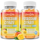 Kalium Citrate Gummies, High Kalium Supplement Gummies 1200mg Support Leg Cramp & Muscle Health, Kalium Gummies for voksne & Børn, Vegan, Mango Flavor 120 Tæl