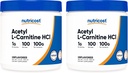 Nutricost Acetyl L- Carnitin (ALACAR) 100 GMS (2 Pack) - 100 Servering hver - 1000 mg per servering - Pure Acetyl L- Carnitin Powder - Ikke GMO, Gluten Free