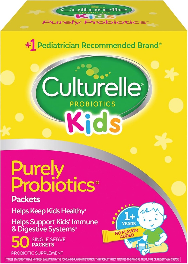 Culturelle Kids Daily Probiotic Packets for Kids, (Age 3 +) - 50 Greve - Fra # 1 Pediatrician-Anbefalet Mærke - Flavorless Daily Probiotika til fordøjelsesmæssig sundhed & immunforsvar