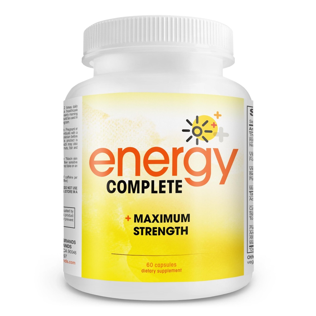 Energi Complete - 18- in-1 Vegansk Energi og Focus Supplement - Vegansk Koffein piller (60 daglige kapsler)