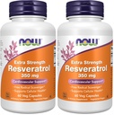 NOW Foods Supplements, Extra Strength Resveratrol 350mg, Natural Trans Resveratrol from 700 mg Japanese Knotweed Extract, 60 Veg Capsule, (Pack of 2)