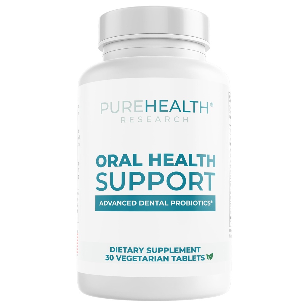 PUREHEALTH RESEARCH Oral Health Support - Dental Probiotics Supplement - for Fresh Breath, Teeth & Gums Health - with Xylitol, Vitamin D3, Zinc, Peppermint Oil, Guava Fruit Powder & More - 30 Tablets
