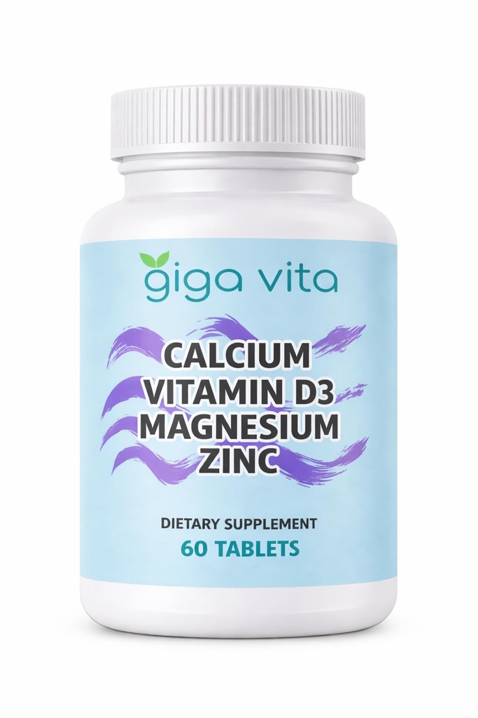 Calcium Vitamin D3 Magnesium Zinc – Bone, Muscle, and Immune Support – 60 Tablets – High Absorption Mineral Complex