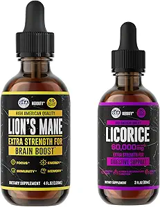 HERBIFY Bundle - Lions Mane Drops & Licorice Root Extract - Brain Boost & Nervøs Mavestøtte