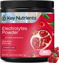KEY NUTRIENSER Multivitamin Electrolytes Powder No Sugar - Sweet Cherry Pom Electrolyte Powder - Endurance & Energy Supplement - Hydration Powder - Ingen kalorier - 90 Servering - Made in USA