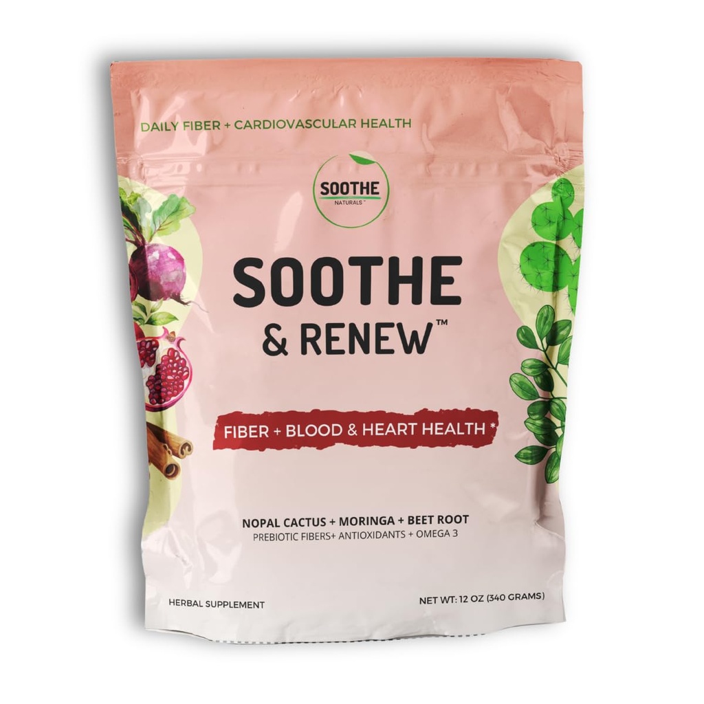 Soothe Naturals Soothe & Renew Fiber Supplement Powder (30 Servings) | Daily prebiotic fiber blend that helps you feel fuller, supporting weight management & energy.