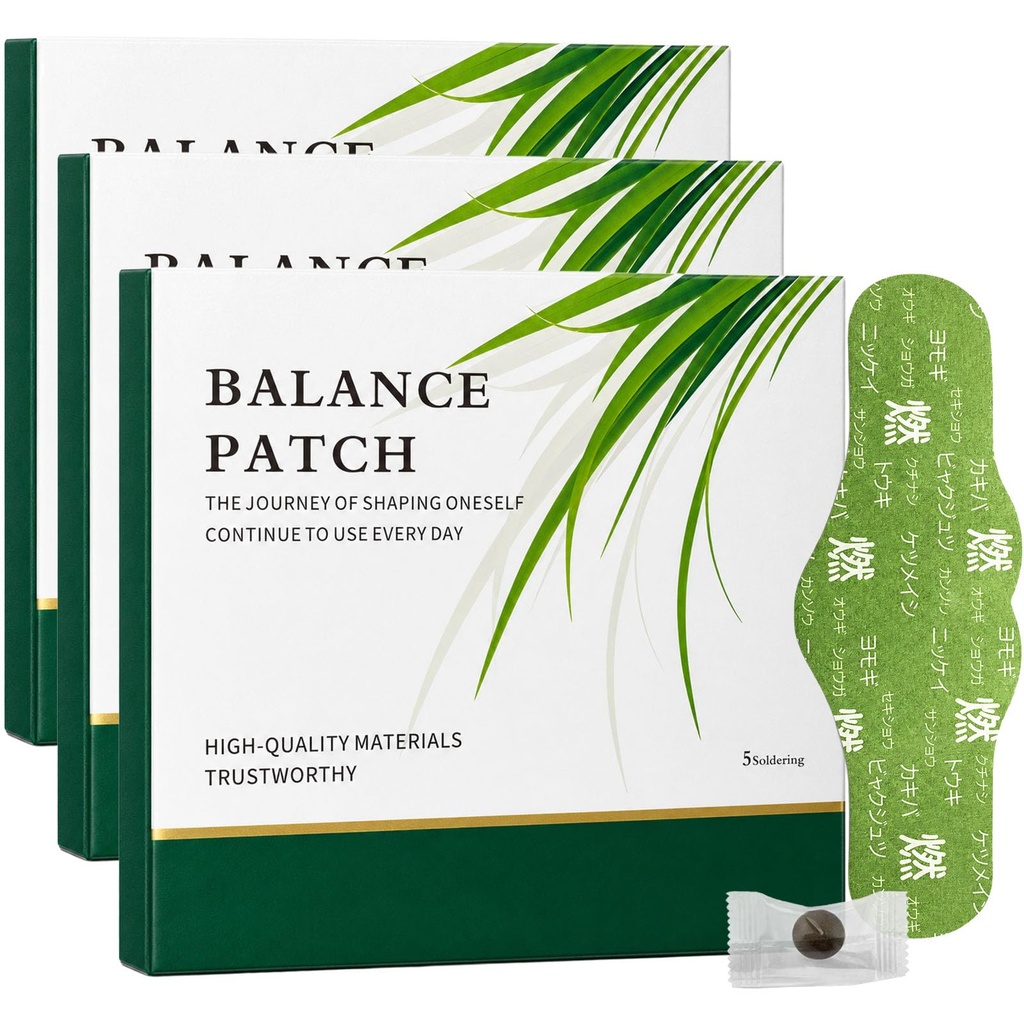 Japanese Herbal Balance Patch, Plant-Based Ingredients, Comfortable Adhesive Design, Easy Topical Use, 3 Boxes, 15 Patches (3)