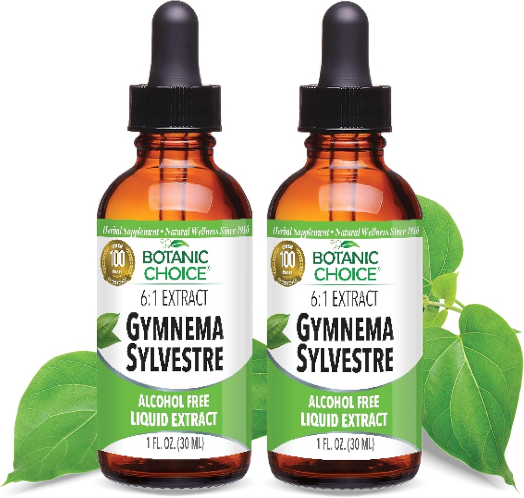 Botanic Choice: Gymnema Sylvestre Liquid Extract - Alkohol & Gluten Free, Non- GMO, 1oz 2 Pack