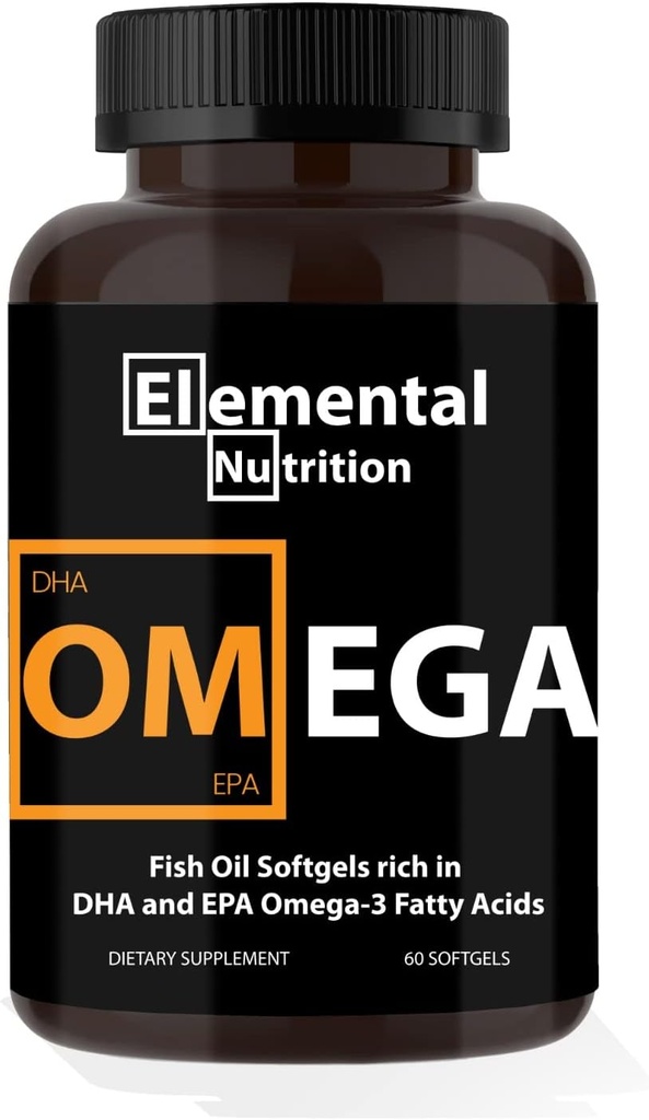Omega-3 fra Fish Oils - 60 Softgels Value Bottle of Eicosapentaenoic (EPA) & Docohexaenoic Acid (DHA) in a Black Grip Jar