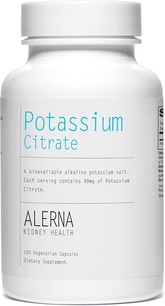 Kaliumcitrat 99 mg - understøtter elektrolytbalance og normal pH - essentiel mineral - 100 vegetariske kapsler