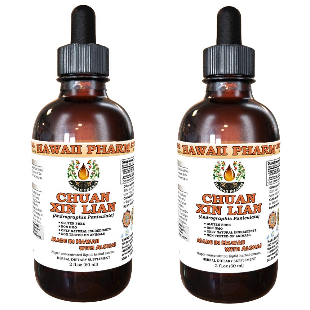 HawaiiPharm Chuan Xin Lian Tincture, Chuan Xin Lian, Andrographis (Andrographis Paniculata) Herb Liquid Extract, Herbal Supplement 2x2 oz