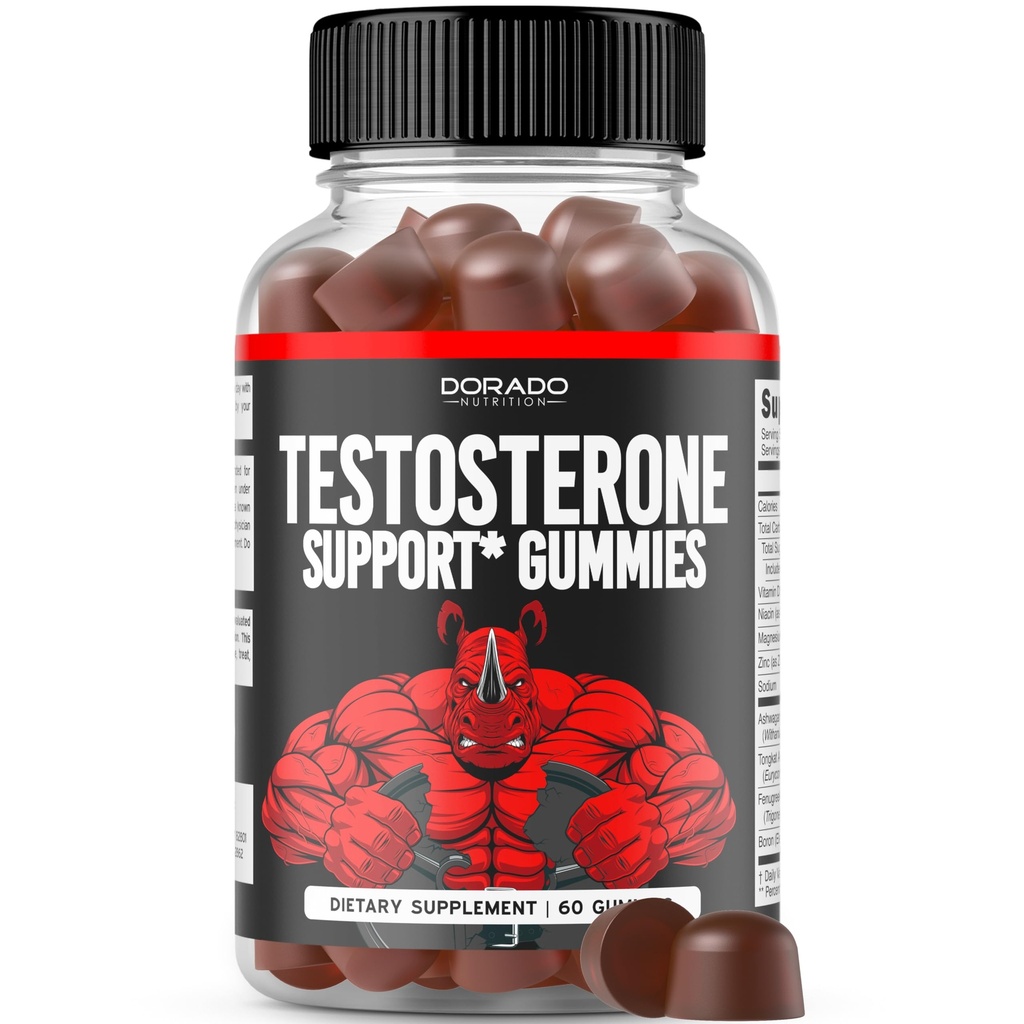 Testosteron Gummies for mænd (60 Greve) Testosteron supplement til mænd - Premium Test Booster - Support Strength, Stamina, Drive & Performance - Tredjeparts testet, Non- GMO, Vegan Safe & Made i USA