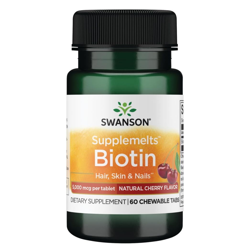 Swanson Sublingual Biotin Vitamin 5000 mcg 60 Chwbls