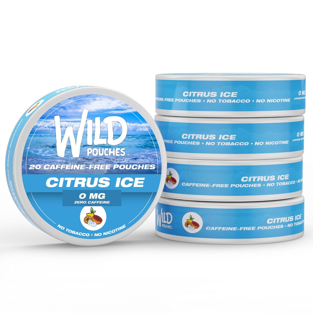 Wild 5 Pack 0mg Nicotine Free Pouches No Caffeine Citrus Ice - 20 x Caffeine Free Pouches