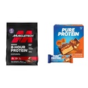 Muscletech Whey Protein Powder Bundle Phase8 4.6lb Chocolate Protein Powder + Pure Protein Chocolate Peanut Caramel Protein Bars 12 Count