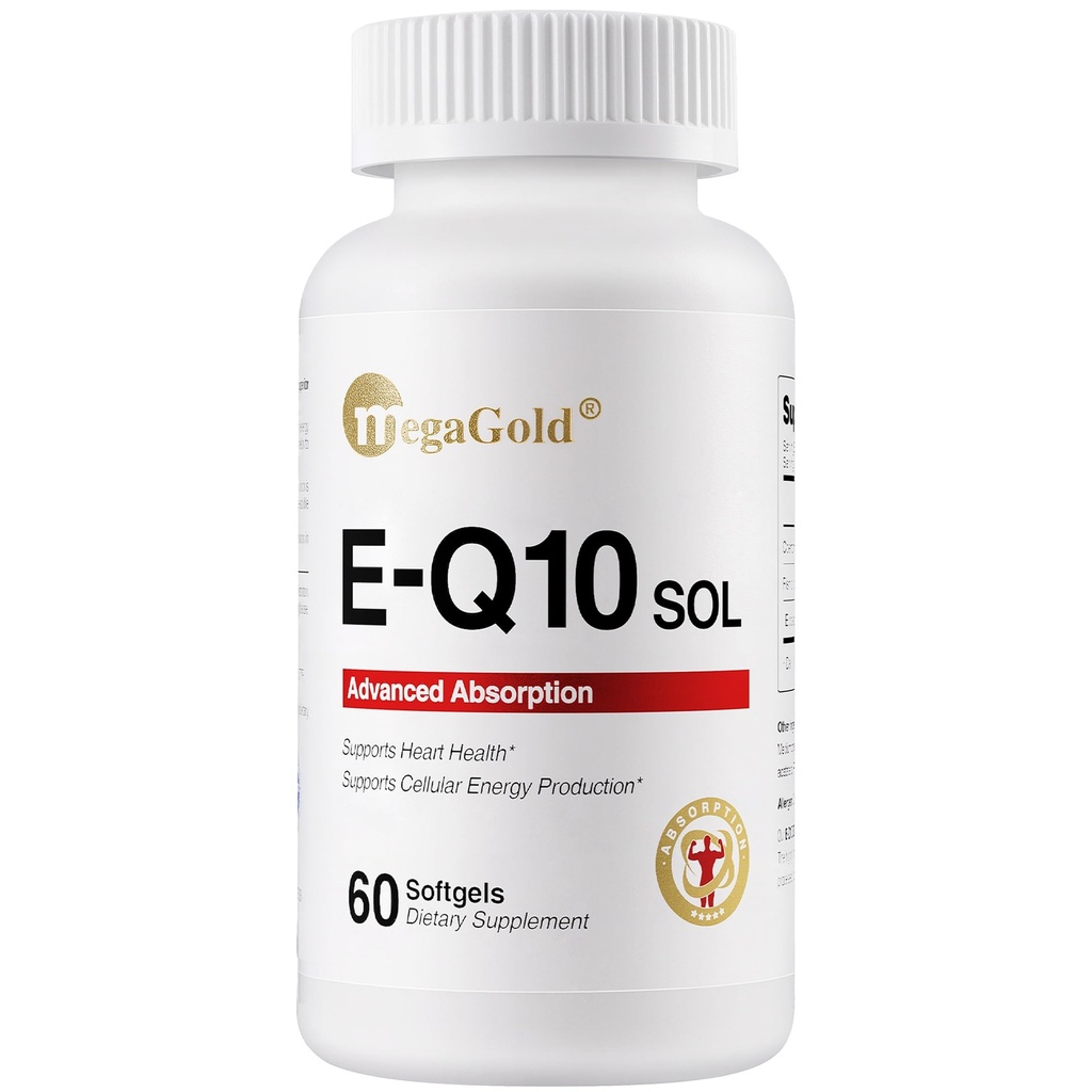 E-Q10 Sol Advanced Absorption Fish Oil - Fish Oil with Coq10, 100mg EPA, Antioxidant for Cardiovascular Health & Energy*, Coenzyme Q 10 Supplement for Men and Women - 60 Count Softgels