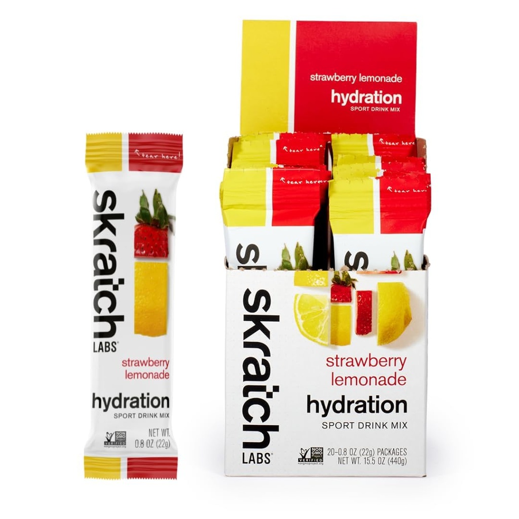Skrattch Labs Hydration Pacets Hydration Drink Mix, Strawberry Lemonade (20ct) - Elektrolyte Powder udviklet til atleter og sportspræstation, Gluten Free, Vegan, Kosher