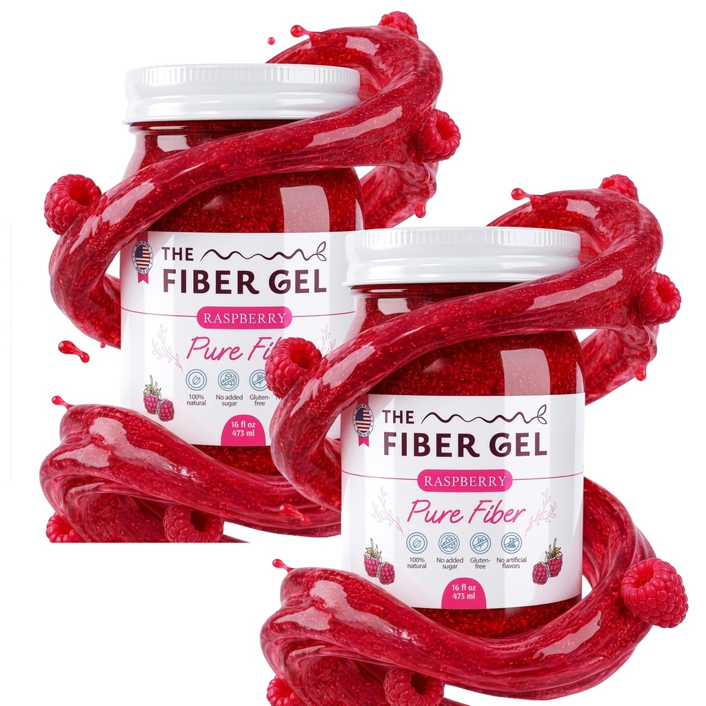 The Fiber Gel High Dietary Fiber Prebiotic Gel Formula — 100% Natural & Clean Label — Plant-Based Psyllium Husk & Inulin Complex — Keto Friendly, Vegan, No Added Sugar — Raspberry, 32 oz