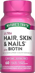 Nature 's Truth Hår Skin and Nails against 124; 60 Caplets Measures 124; Plus 5.000 mcg Biottin Measures 124; Non- GMO & Gluten Free Supplement