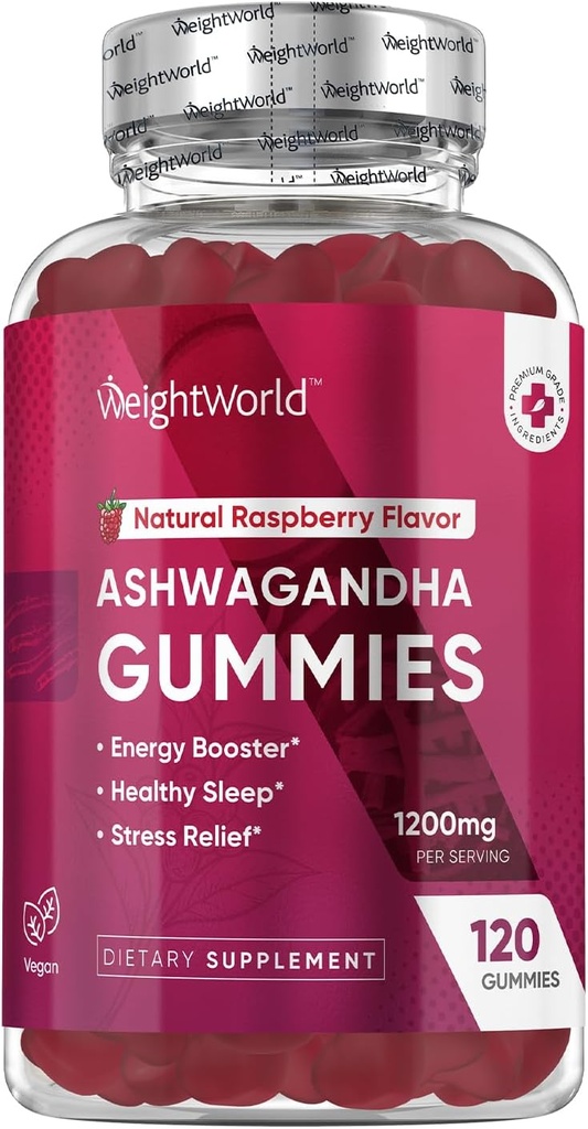 WeightWorld Ashwagandha Gummies for Women and Men 1200mg - 120 Gummies (2-Måned Supply) - Ashwagandha Supplement Gummies for Energy Booster, sund søvn & stress Relief - Vegan & Gluten- Free