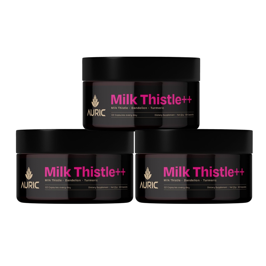Auric Milk Thistle ++ 180 Capsules | Elite Formula | Daily Wellness Support | Veg Capsules | Gluten-Free | Additive-Free | Plant-Based| 500 mg Actives per Serve