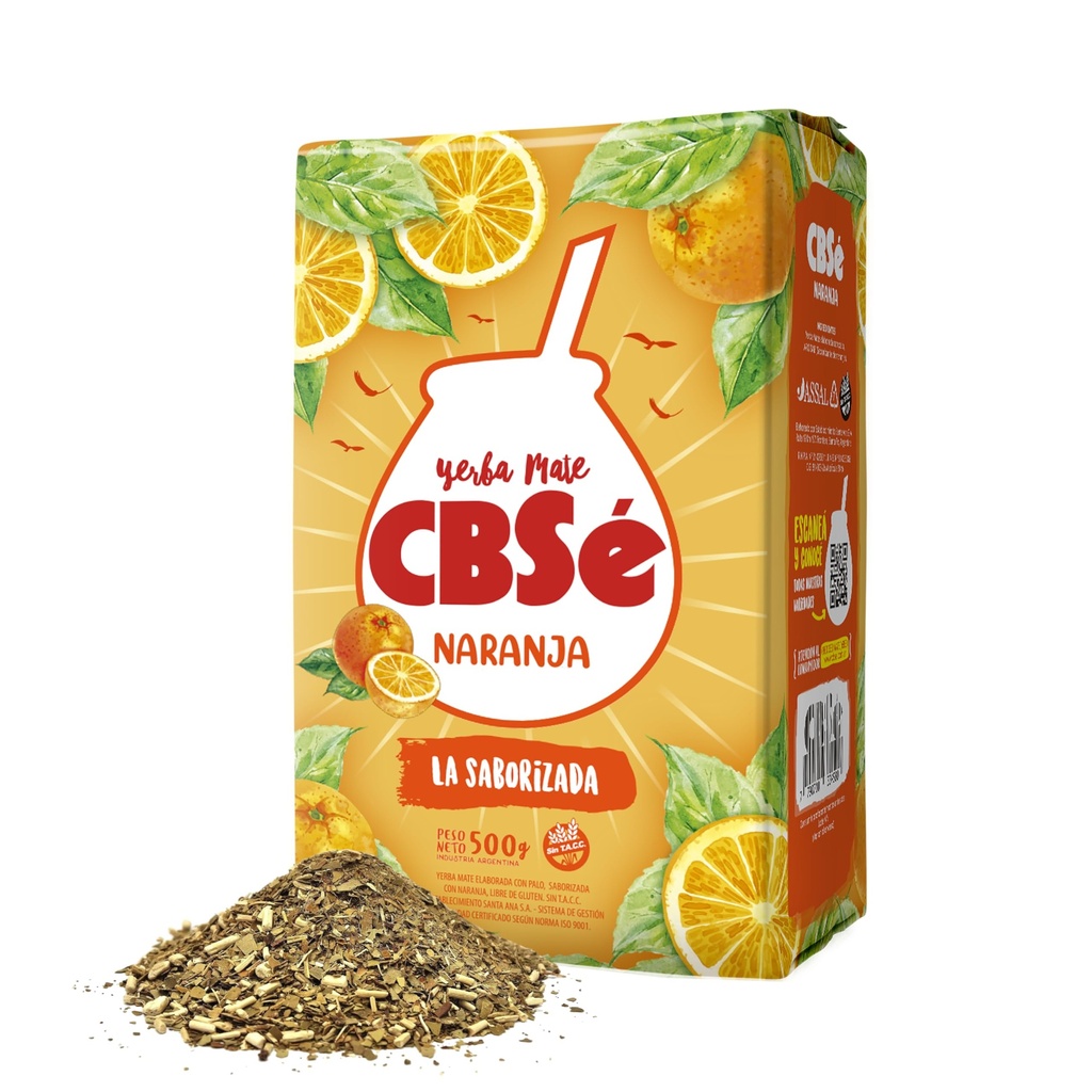 CBSé Yerba Mate Orange Flavor – Loose Leaf Yerba Mate Tea, Naturally Caffeinated, Gluten-Free - 1.1 Lbs- 500 Gr.