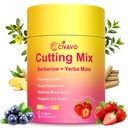 Cutting Drink Mix – with Yerba Mate, Chromium, 5-HTP, Magnesium & Prebiotic FOS | Supports Energy & Gut Health | Strawberry Açaí, Sugar-Free, 30 Sticks