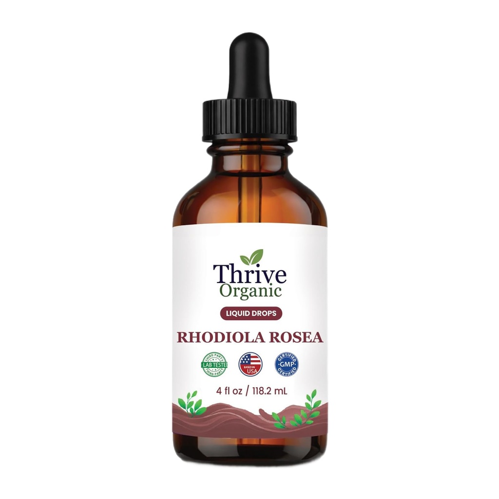 Thrive Organic Rhodiola Rosea Liquid Drops – Rhodiola Rosea for Daily Wellness Support Tincture – Vegan, Non-GMO, Alcohol & Sugar-Free – 3rd Party Lab Tested – Based in the USA – 4 fl oz