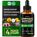 Lymphatic Drainage Drops for Bloat Relief & De-Puff - 120 Servings - Echinacea, Dandelion, Burdock, Cleavers & Vitamins, Alternative to Lymphatic Drainage Massager, Alcohol-Free, Sugar-Free, 4 fl oz