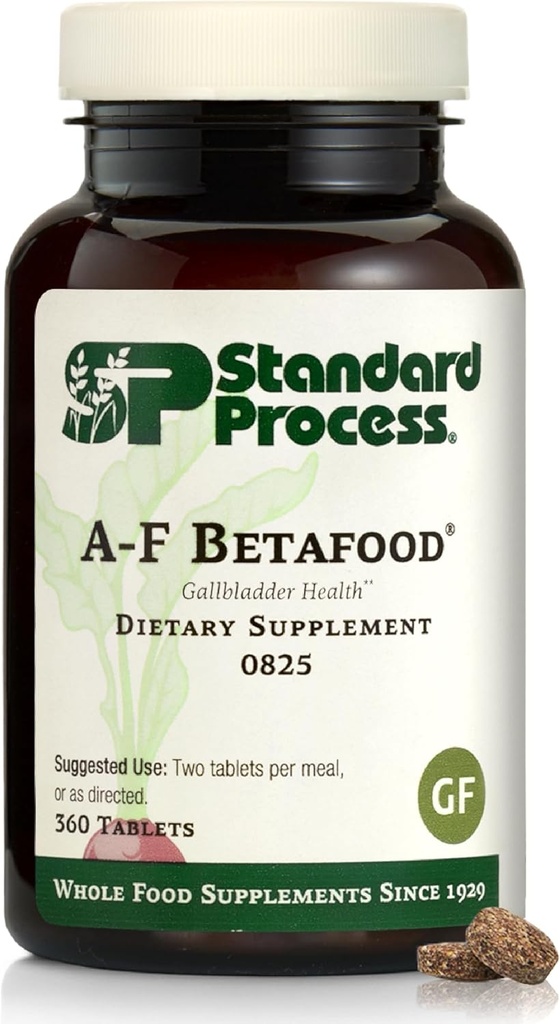 Standard Process A- F Betafood - Gluten- Gratis leverstøtte, Cholesterol Metabolisme, og Gallblære Support Supplement med vitamin A, jod, B6- 360 Tabletter