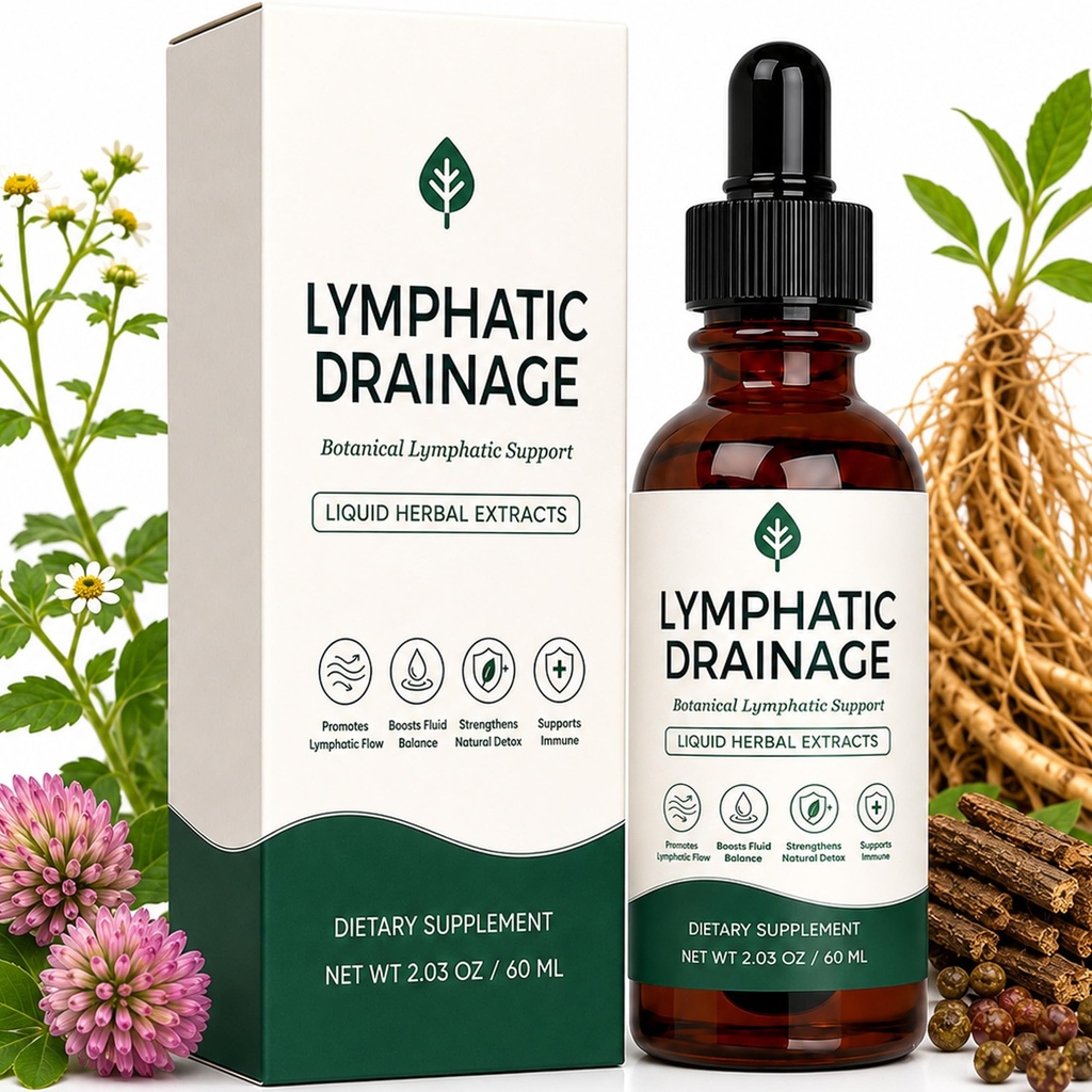 Lymphatic Drainage Drops, 4-in-1 Organic Lymphatic Support Drops with Cleavers, Red Clover, Stillingia Root, Prickly Ash Bark, Supports Lymphatic Health & Immunity, Natural Cleanse & Detox, 2Fl.OZ