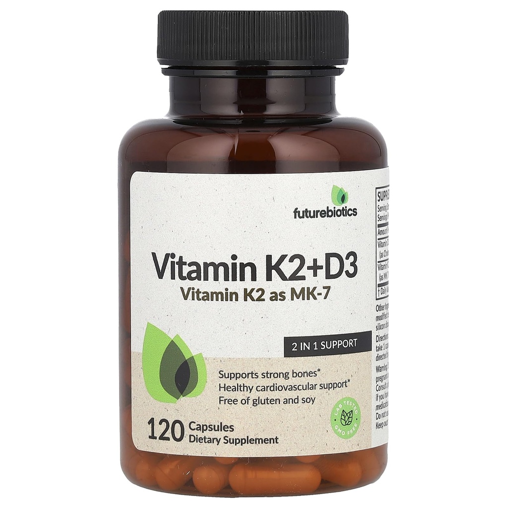Futurebiotika Vitamin K2 + D3, 120 kapsler