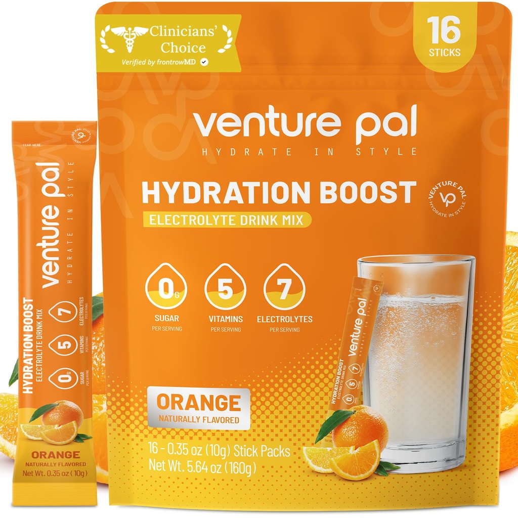 Venture Pal Sugar Free Electrolyte Powder Packets - Flydende Daily IV Drink Mix for Rapid Hydration & Party Recovery