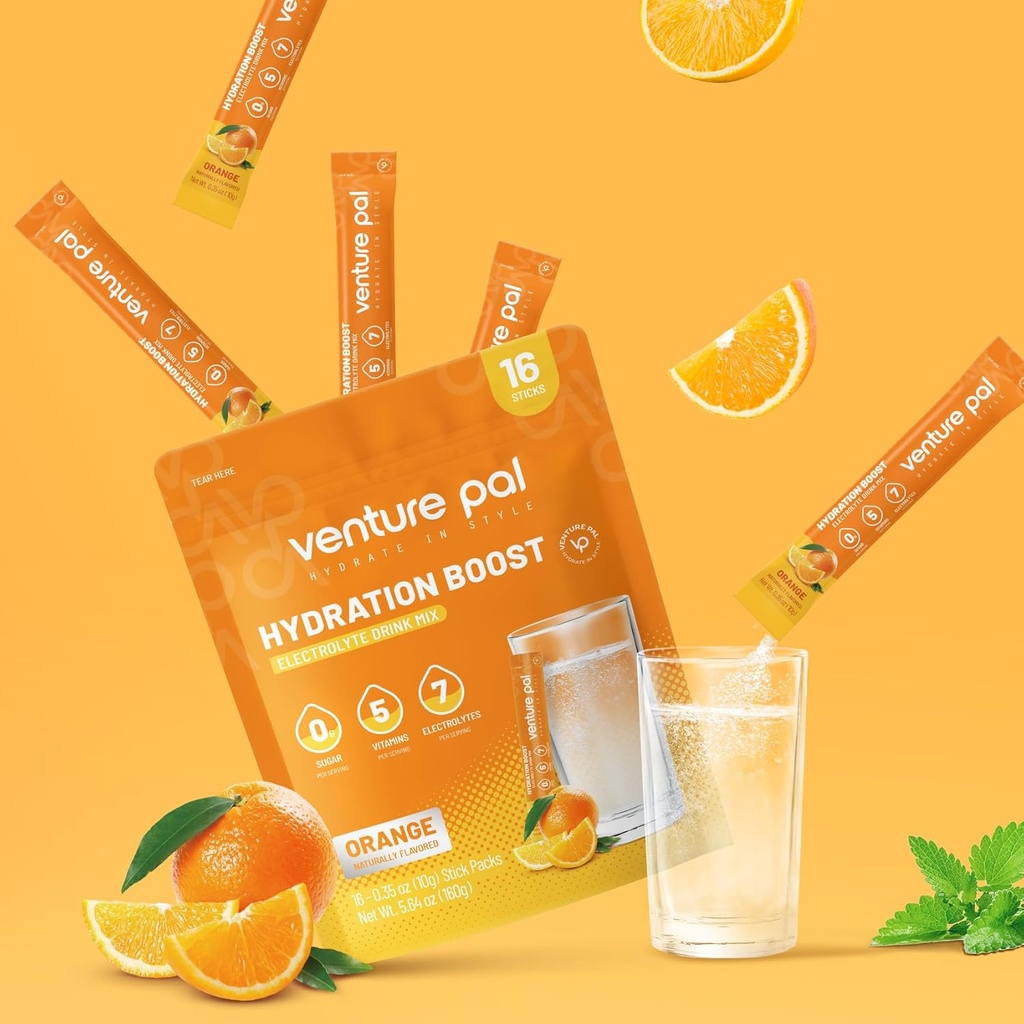 Venture Pal Sugar Free Electrolyte Powder Packets - Flydende Daily IV Drink Mix for Rapid Hydration & Party Recovery
